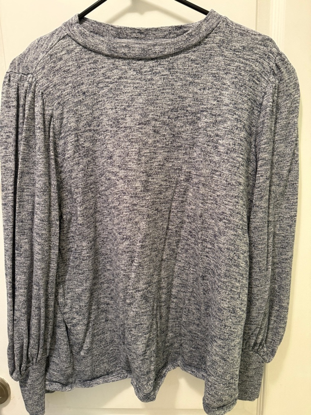 LOFT Heathered Navy Gray Long Sleeve Top